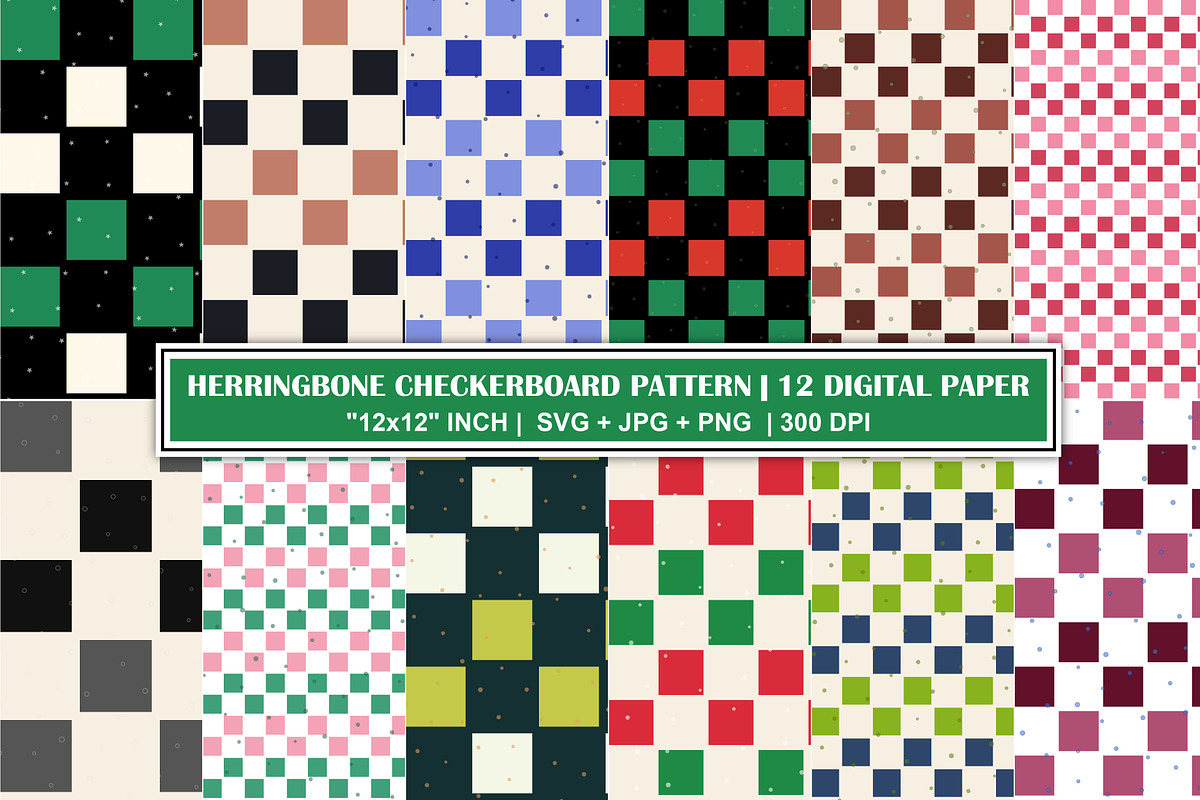 Christmas Checkerboard Pattern Set, a Pattern Graphic by Gfx Expert Team (Photo 1 of 3)