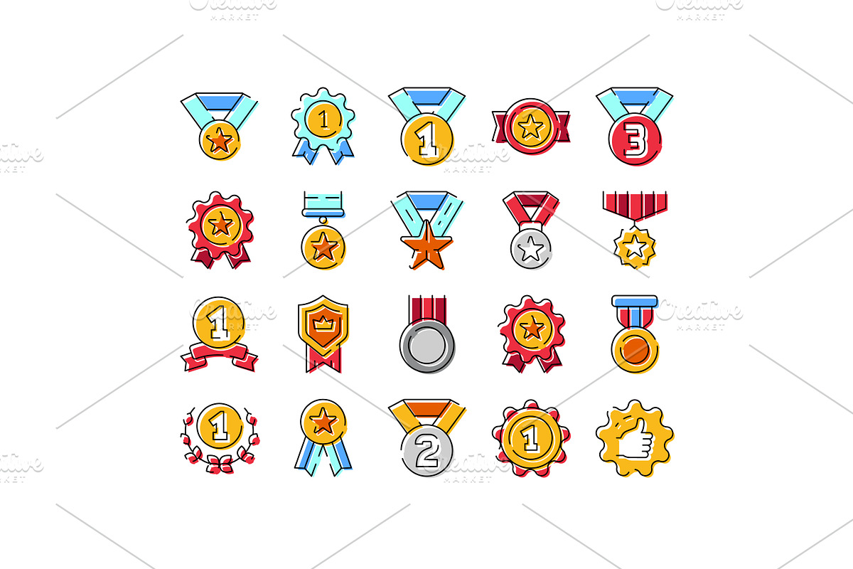 Medals and awards icons representing, an Object Illustration by pikepicture