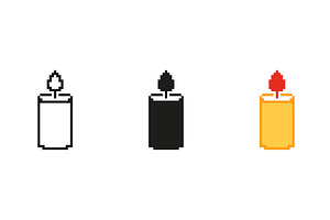 Pixelated Candle Icon Set, an Object Illustration by Gentle Studio