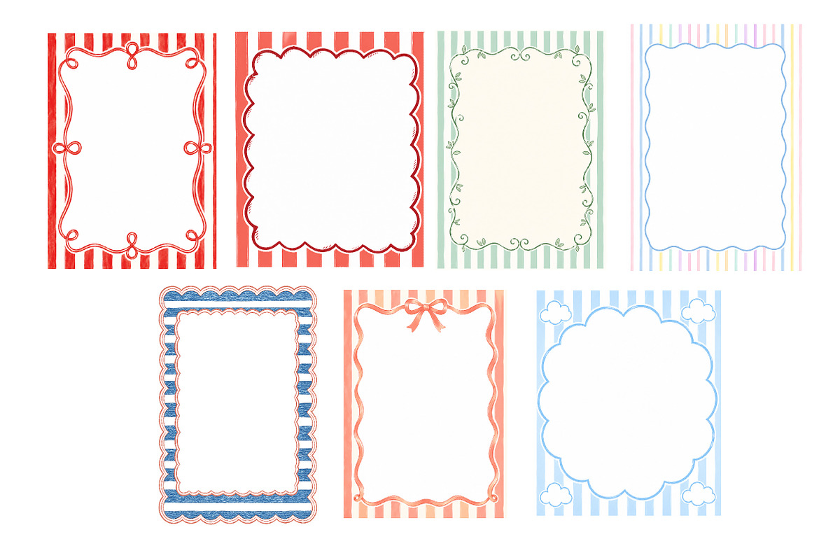 Coastal Stripe Frame PNG Bundle, a Work Illustration by Dream Creation (Photo 4 of 4)