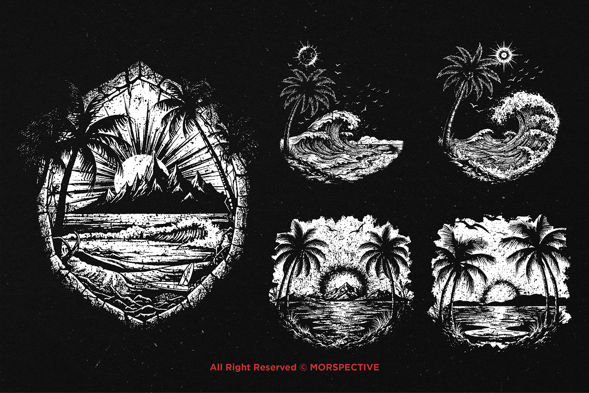 10 Bundle Dark Art Sunset Vibes Sea, an Illustration by Morspective (Photo 5 of 7)