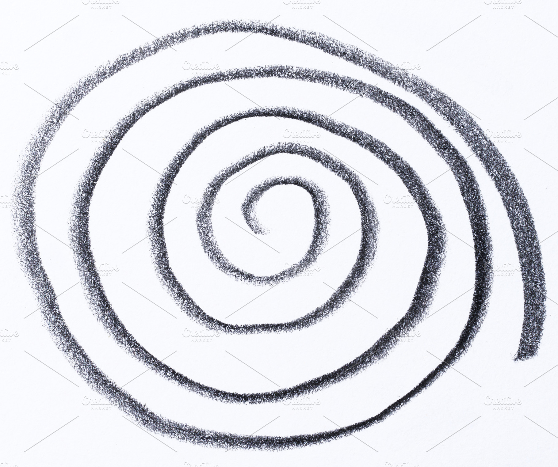 A hand drawn black spiral on a white background. The spiral has, an Abstract Photo by ndanko