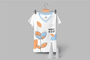 Half Sleeves V-neck T-shirt Mockups, a Shirt Mockup by megostudi0 (Thumbnail 4 of 6)