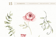 Watercolor Blush Roses Floral Set, a Decorative Illustration by Carol Lozove (Thumbnail 21 of 50)
