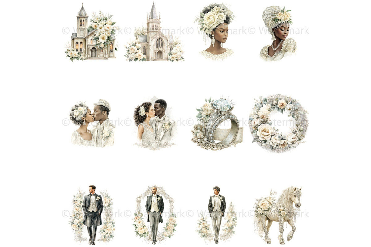 Elegant Watercolor Wedding Clipart, a Decorative Illustration by Nicole Branger Art (Photo 11 of 22)