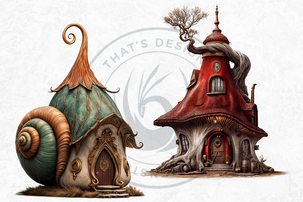 Fairy Tale Houses PNG Clipart Set V2, a Decorative Illustration by ThatsDesignArt (Photo 10 of 10)