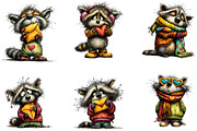 Whimsical Valentines Raccoon Clipart, an Illustration by CreationArt (Thumbnail 6 of 7)