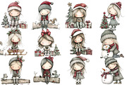 Cute Holly Girl Clipart, an Illustration by Designworld (Thumbnail 3 of 5)
