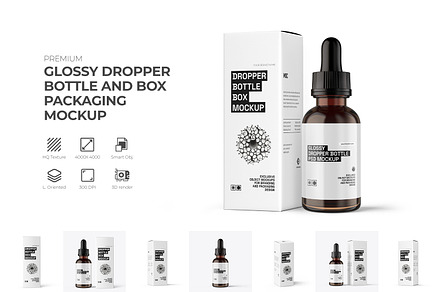 Dropper Bottle And Box Mockup, a Packaging Mockup by Ram Studio