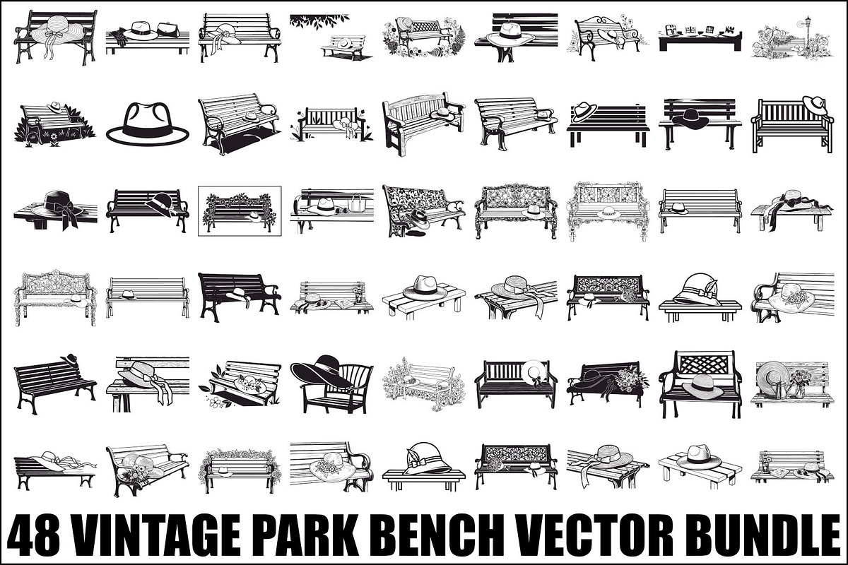 Vintage Park Bench Vector Bundle, an Illustration by jahid234 (Photo 1 of 49)
