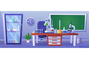 Chemical laboratory interior, an Illustration by LadadikArt