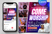 Come Worship with US Church Flyer, a Social Media Template by Design Up (Thumbnail 1 of 4)