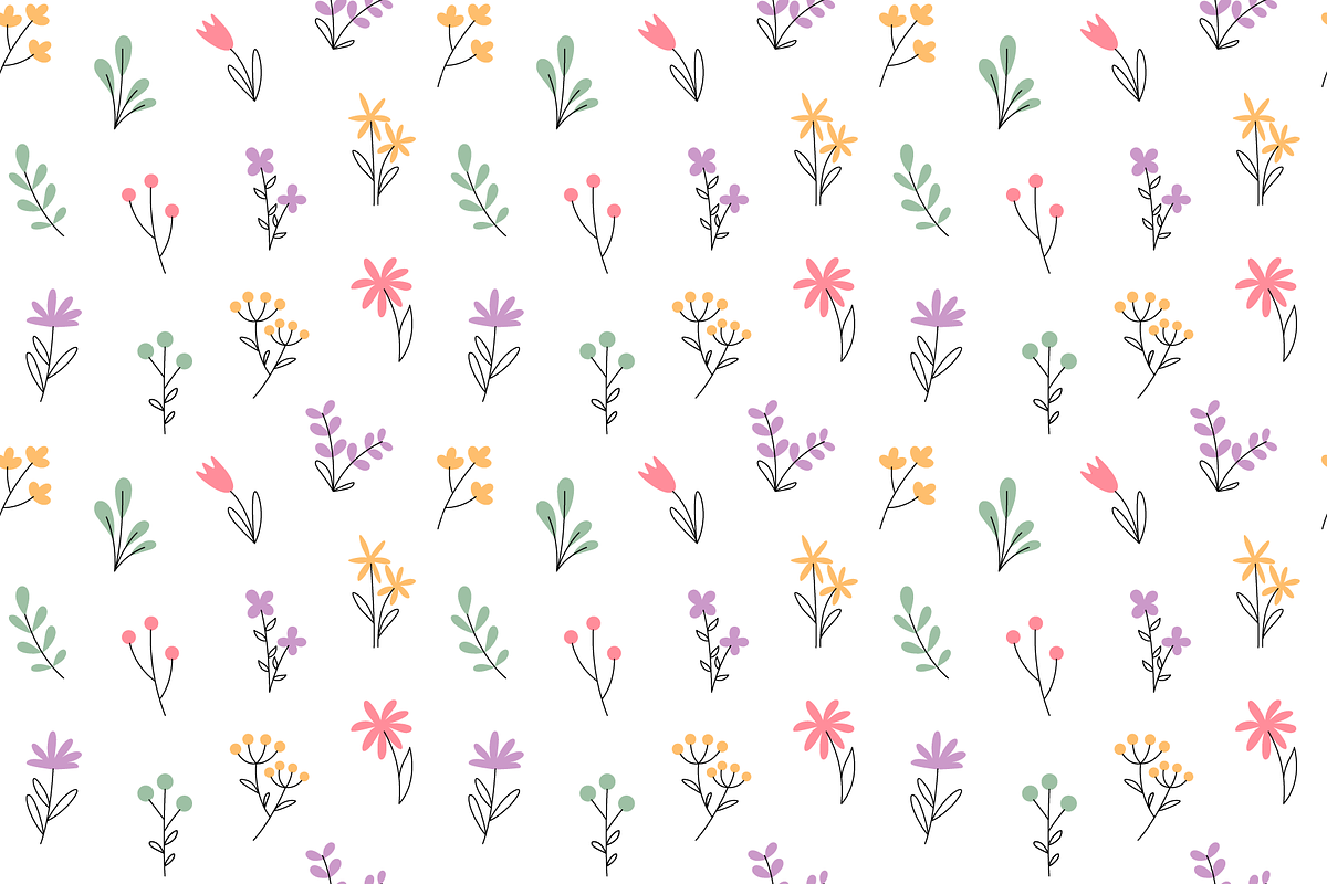 Minimalistic doodle flowers pattern, an Illustration by Cmeree (Photo 2 of 3)