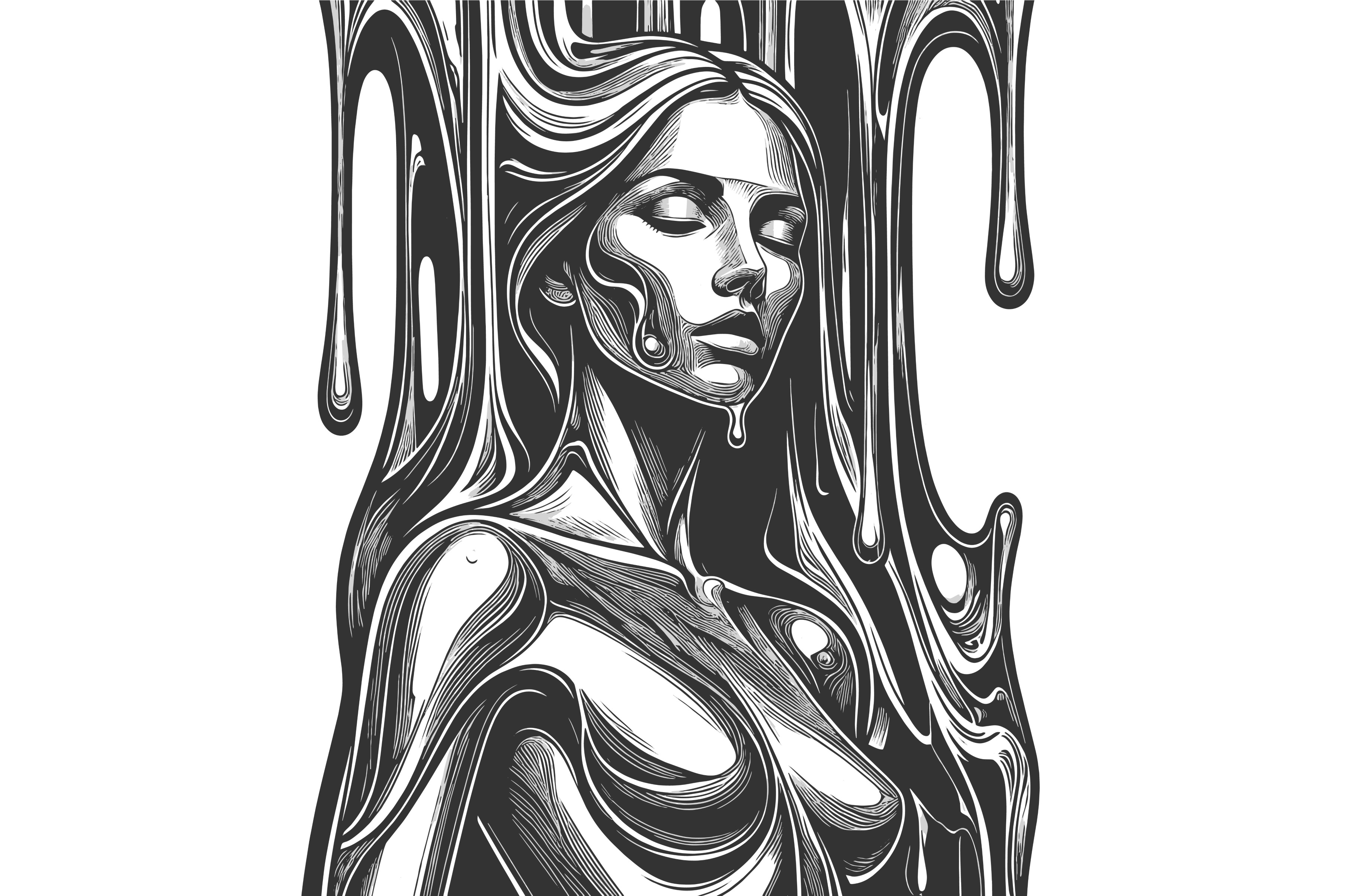 Liquid Metal Woman Portrait in, a Person Illustration by AlexArt