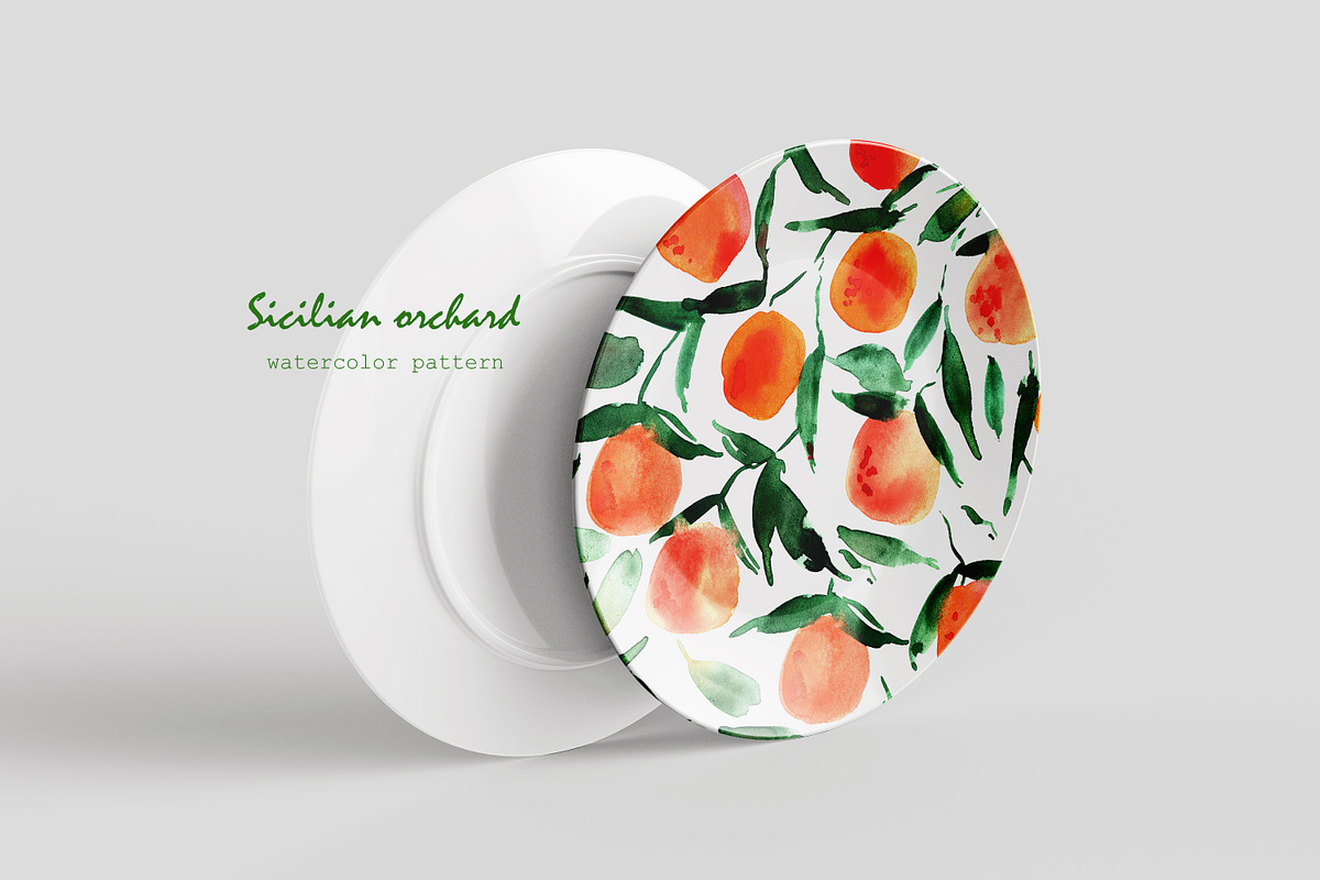 Sicilian orchard - seamless pattern, a Pattern Graphic by Katerina Tova (Photo 3 of 11)