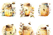 Honey Bee Watercolor Clipart, an Object Graphic by Colibri Watercolor (Thumbnail 2 of 7)