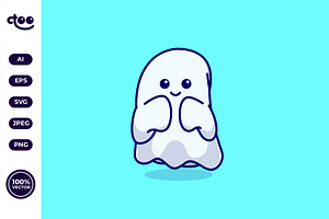 Cute Embarrassed Ghost Cartoon