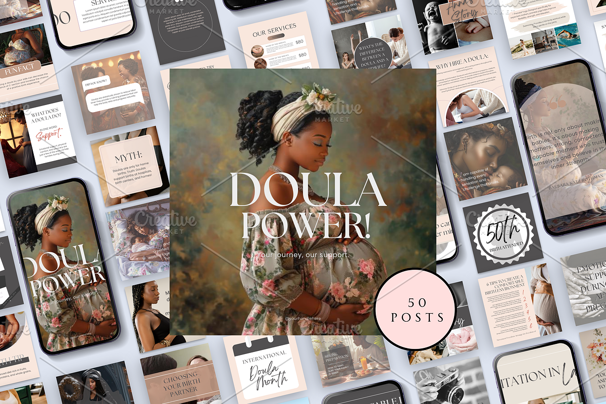 DOULA INSTAGRAM POSTS, a Social Media Template by Daring Digies (Photo 1 of 5)