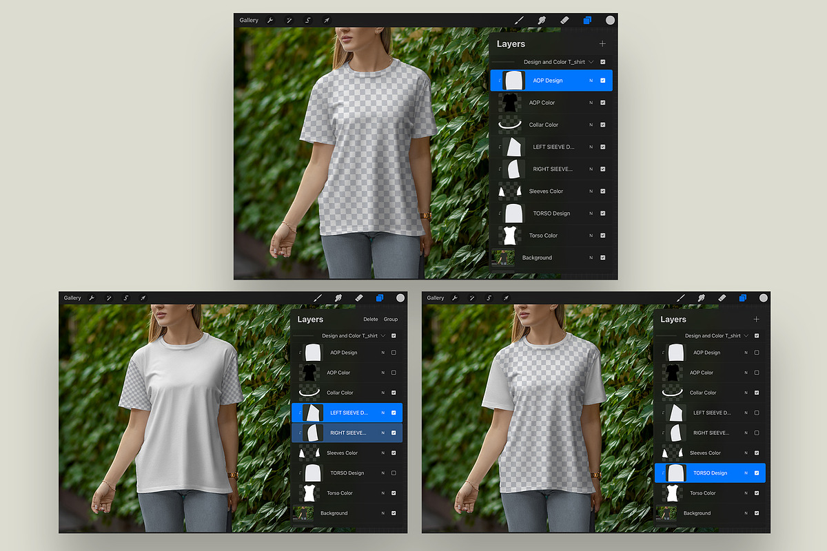 7 Mockups T-Shirt for Procreate, a Shirt Mockup by Grow Design Craft Studio