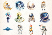 Watercolor Space Clipart Bundle, an Illustration by DreamCafeArt (Thumbnail 3 of 5)