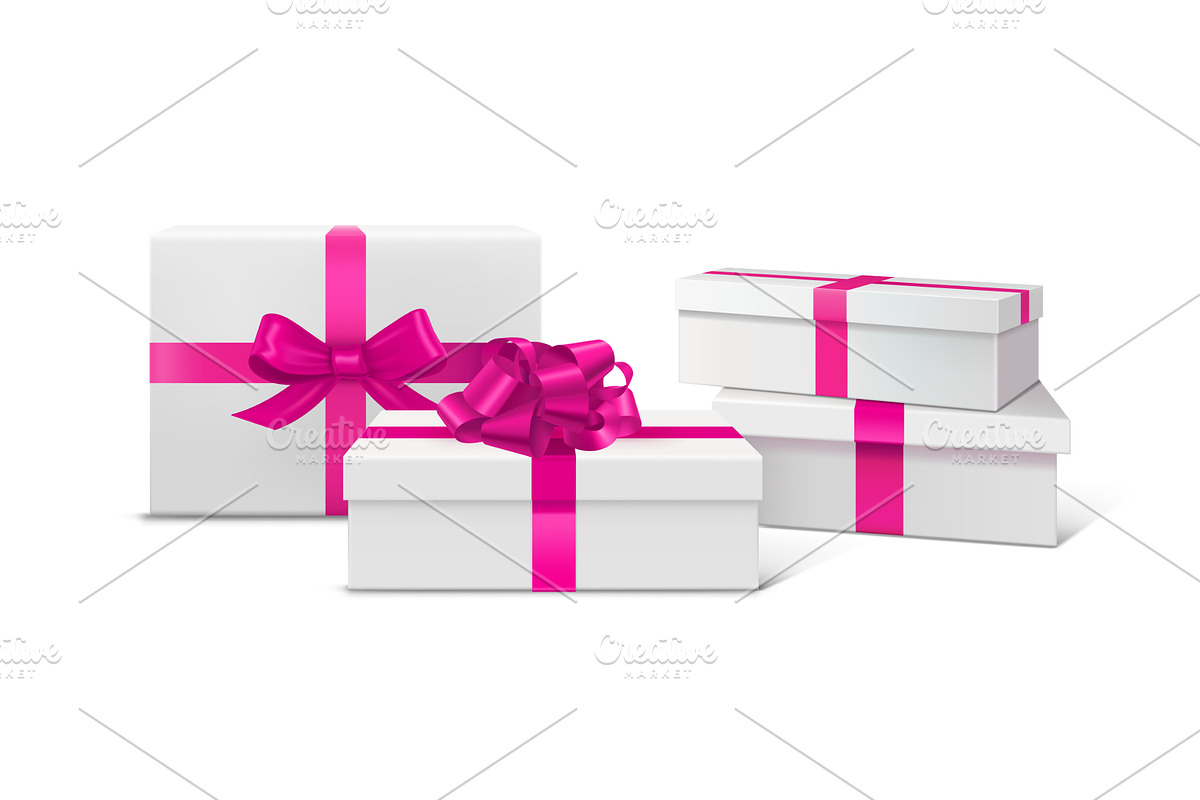 Gift box podium set with bright pink, an Object Illustration by art PVP - market
