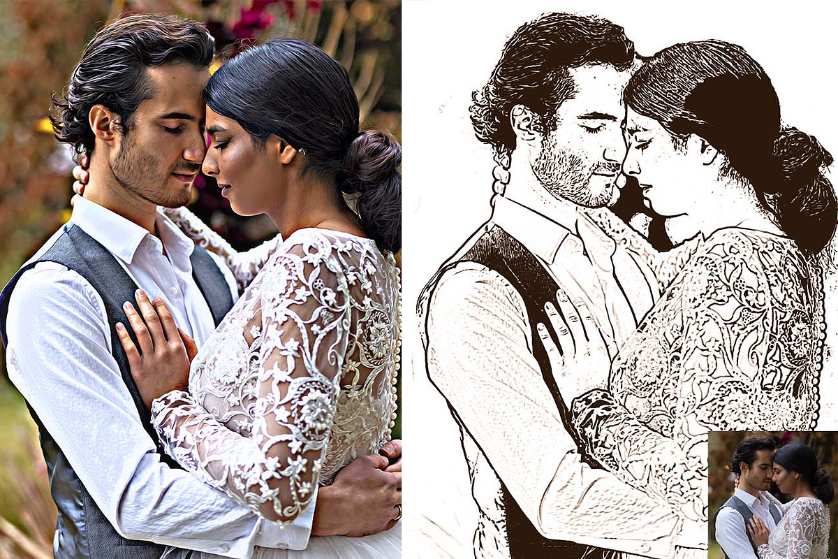 Romantic Wedding Oil & Sketch, an Action Add-On by Studio Retouch (Photo 7 of 13)