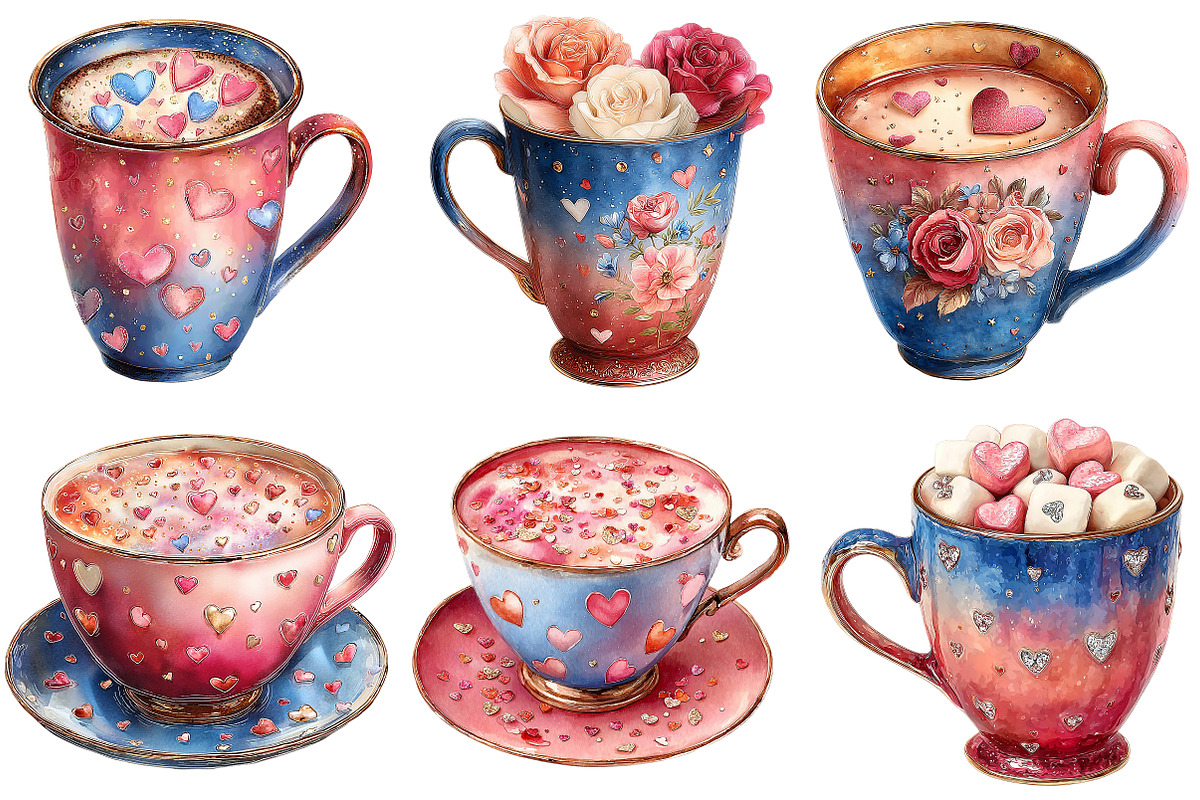 Valentines Coffee Cups Clipart, an Illustration by Craft Nest (Photo 6 of 9)