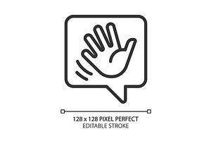 Saying hello pixel perfect linear, an Outline Icon by IMG Visuals