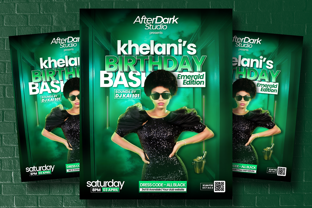 DJ Birthday Bash Flyer Bundle, a Social Media Template by AfterDark Studio (Photo 2 of 5)