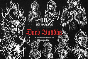 10 Bundle Dark Art Buddha Burning, an Illustration by Morspective