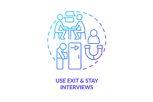 Use exit and stay interviews blue, an Icon by IMG Visuals