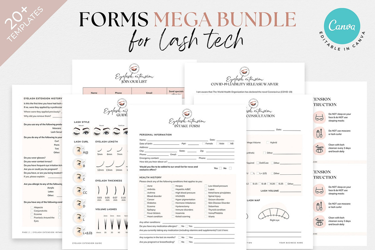 Professional Eyelash Extension Forms, a Design Template by SwitzerShop (Photo 1 of 10)