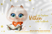 Student kitten read a book, an Animal Illustration by Azuzlikus (Thumbnail 1 of 3)