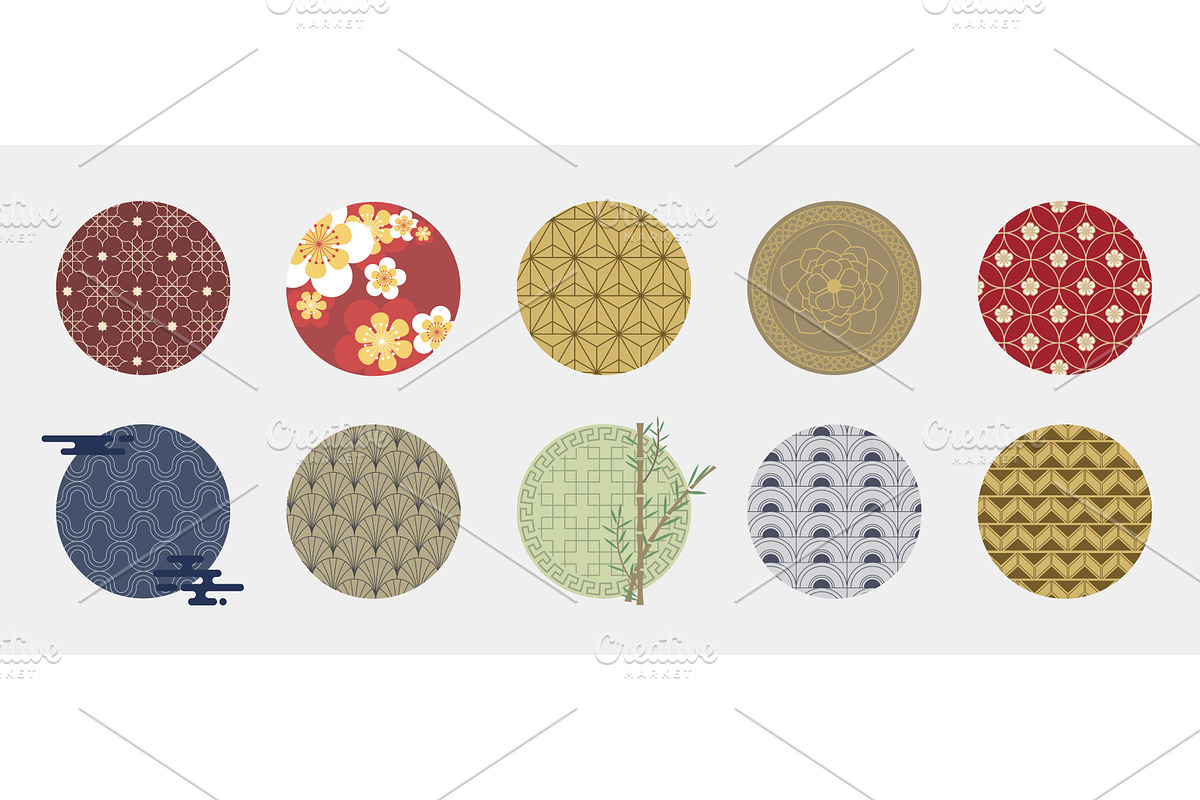 Asian circle ornaments collection, an Object Illustration by art PVP - market