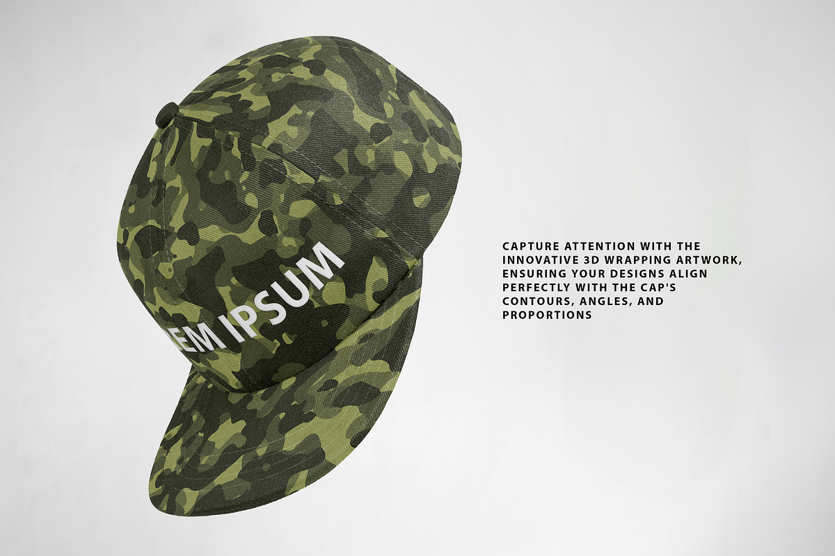 Realistic Floating Snapback Mockup, a Hat Mockup by Uncentrifuged Pressure (Photo 4 of 9)