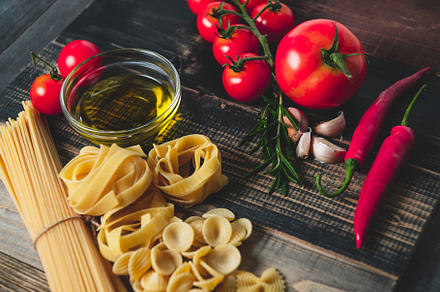 Tasty appetizing italian spaghetti pasta ingredients for kitchen, a Food & Drink Photo by Ministocker