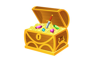 Treasure gold coins. Chest full of, an Object Illustration by the8monkey