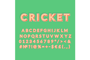 Cricket vintage 3d vector alphabet
