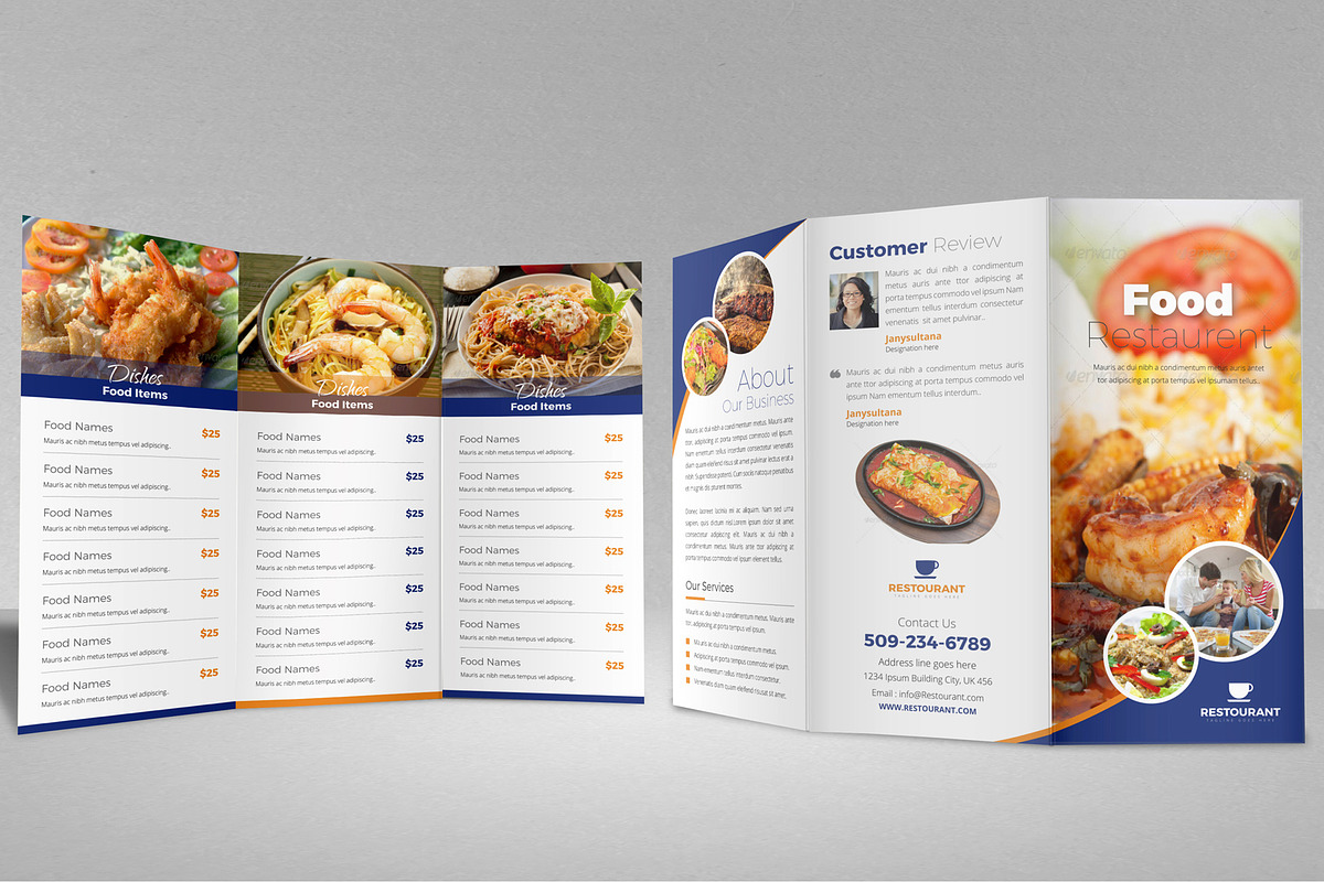 Food Restaurant Trifold Template, a Brochure Template by JanySultana (Photo 11 of 13)
