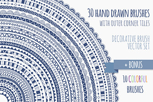 Decorative vector pattern brush set