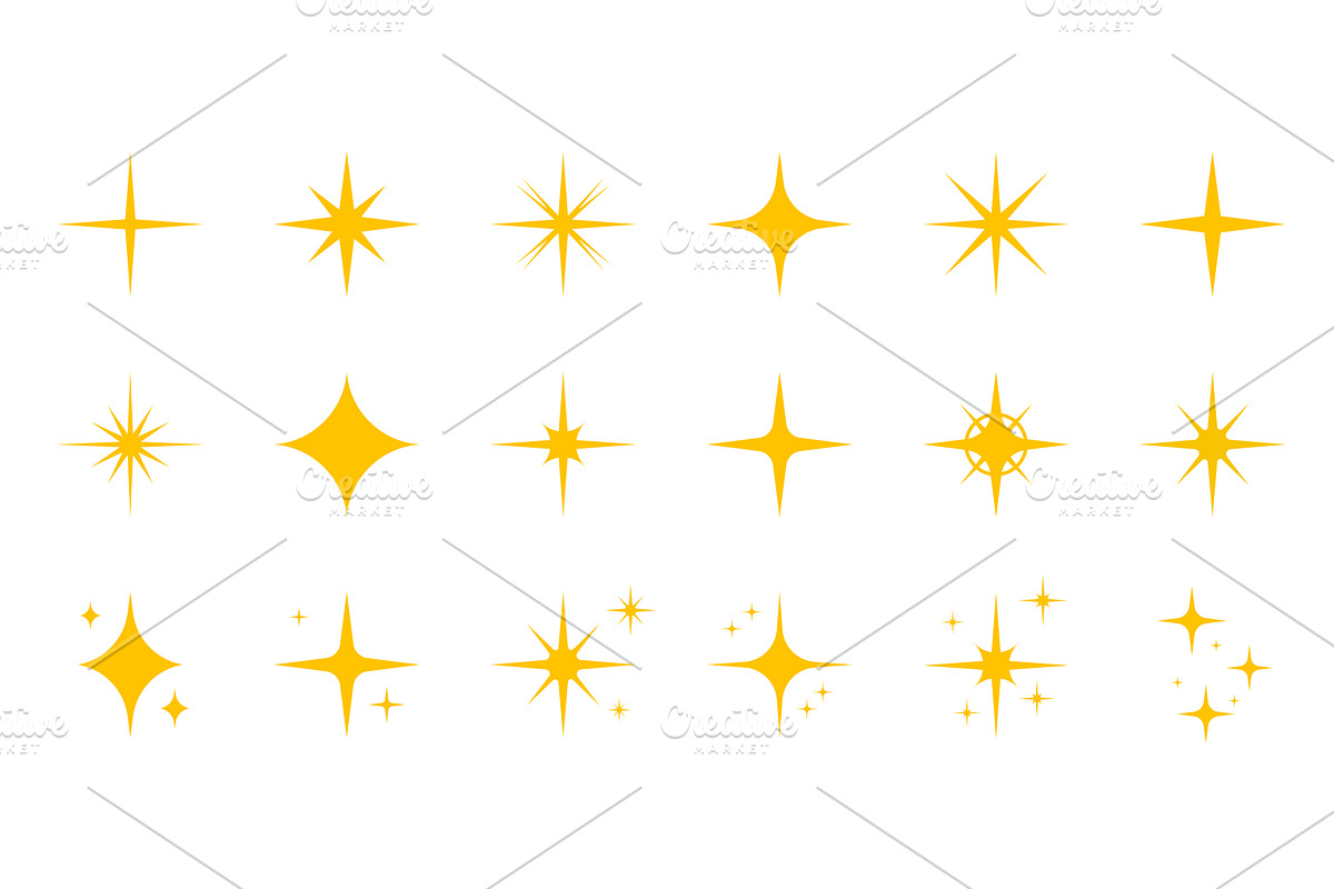 Sparkle Stars Silhouette Icon Set, an Object Illustration by Vector Creator