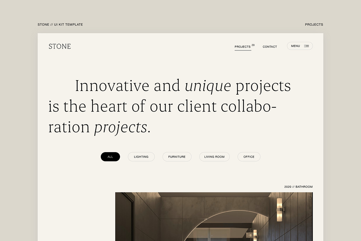 Stone | Portfolio UI KIT Template, a Landing Page Template by Skolastika Phoebe (Photo 2 of 7)