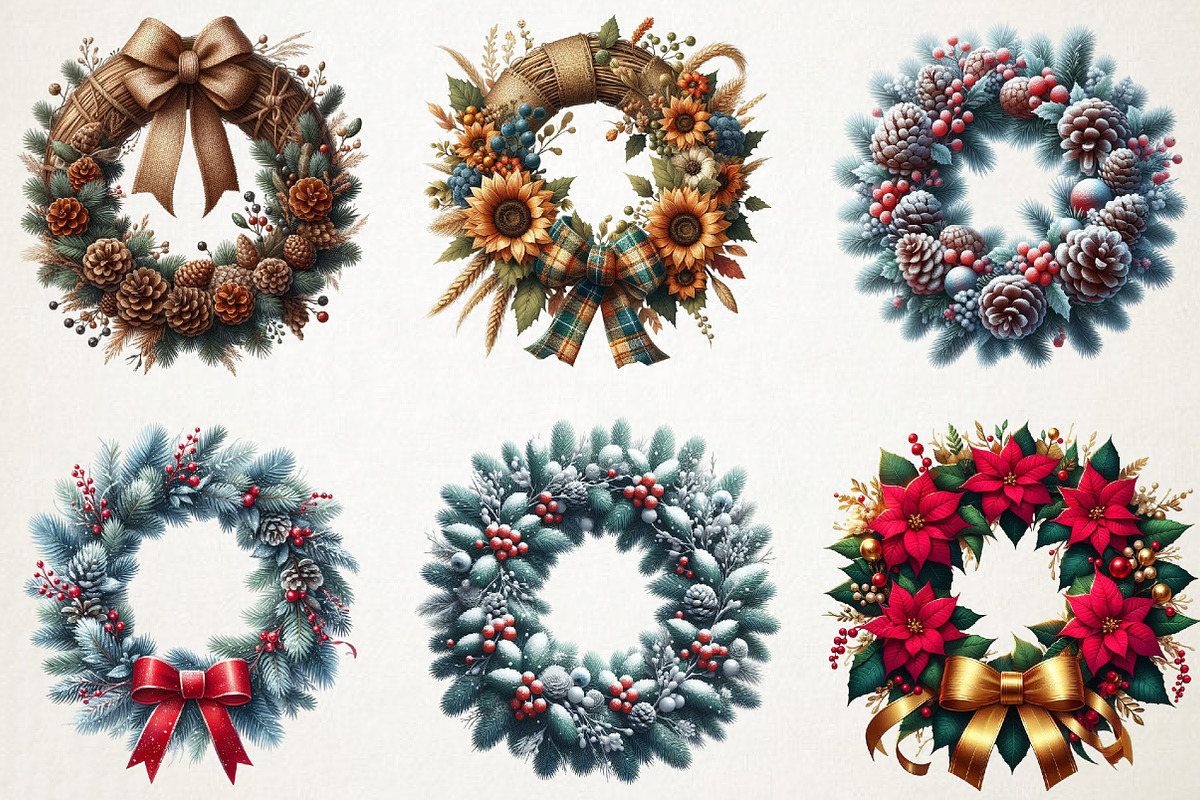 Holiday Wreaths Watercolor Bundle, an Illustration by RobertsArt (Photo 2 of 2)