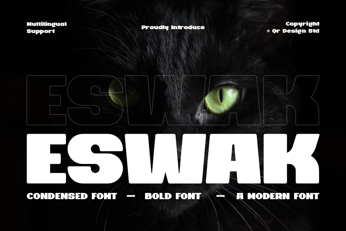 Eswak - Bold Condensed Fonts, a Sans Serif Font by QR Design Studio (Photo 1 of 14)