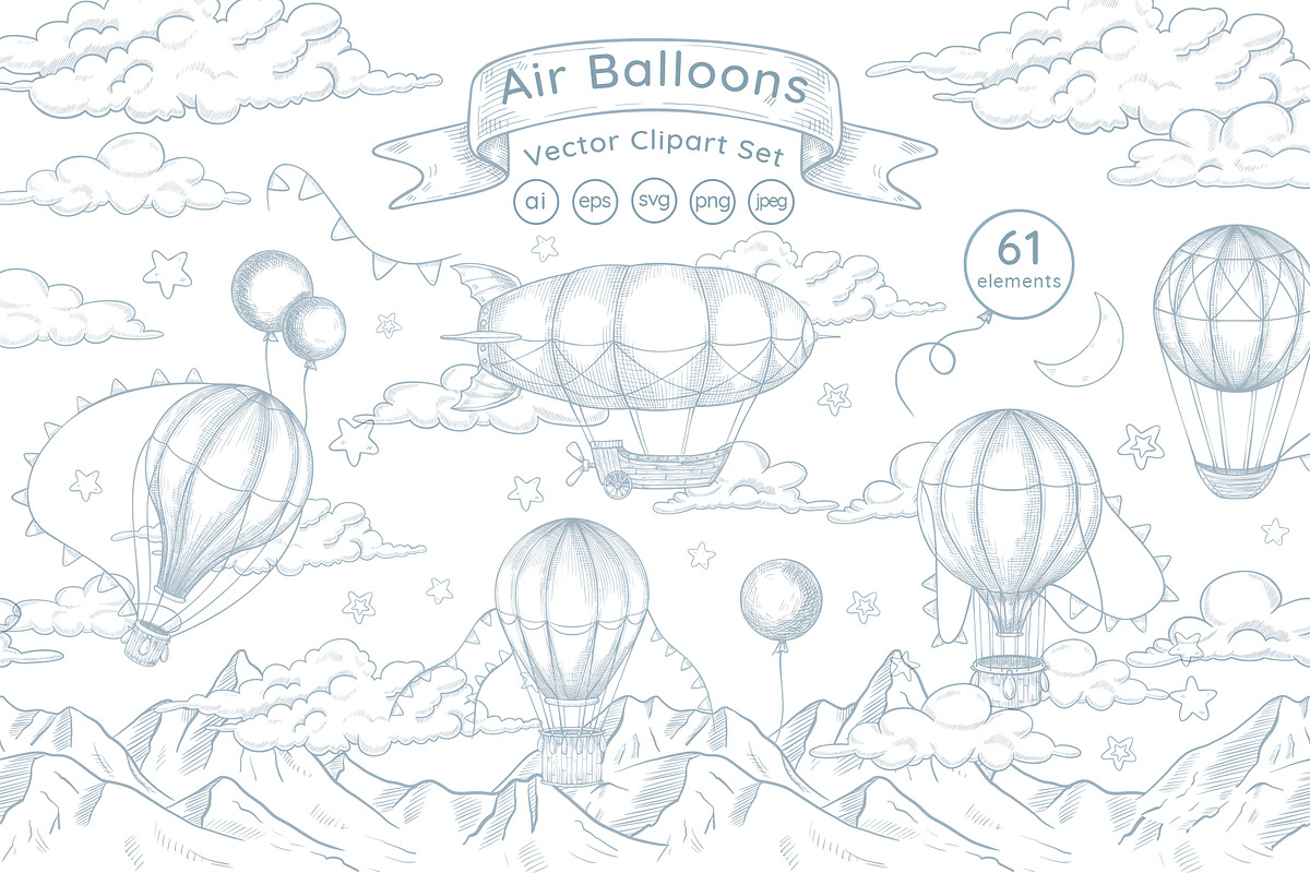 Air Balloon Vector Clipart Bundle, a Graphic by Alisles (Photo 1 of 9)