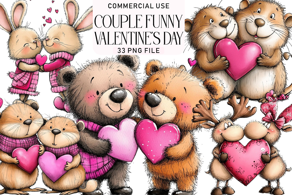 Valentine’s Day Animals Clipart, an Illustration by Daily.Designs (Photo 1 of 5)