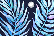 Watercolor clipart Palm Leaves Blue, an Illustration by AqwaColor (Thumbnail 3 of 3)