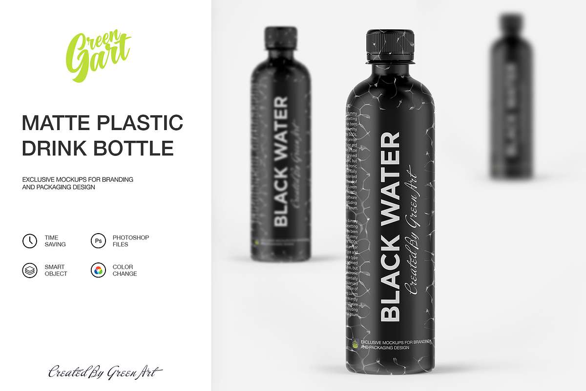 Matte Plastic Drink Bottle Mockup, a Product Mockup by Green Art (Photo 1 of 4)