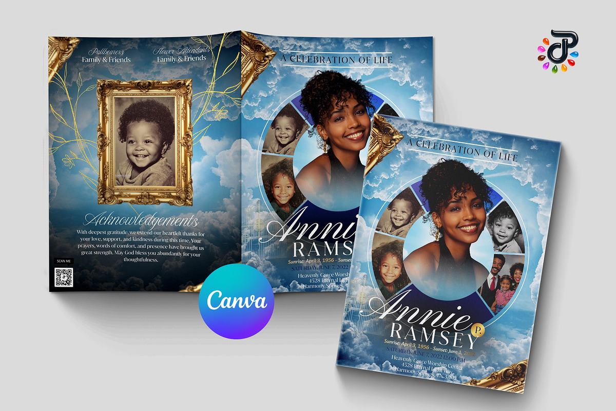 Elegant Canva Obituary Template, a Brochure Template by Protech Design ENT (Photo 1 of 9)