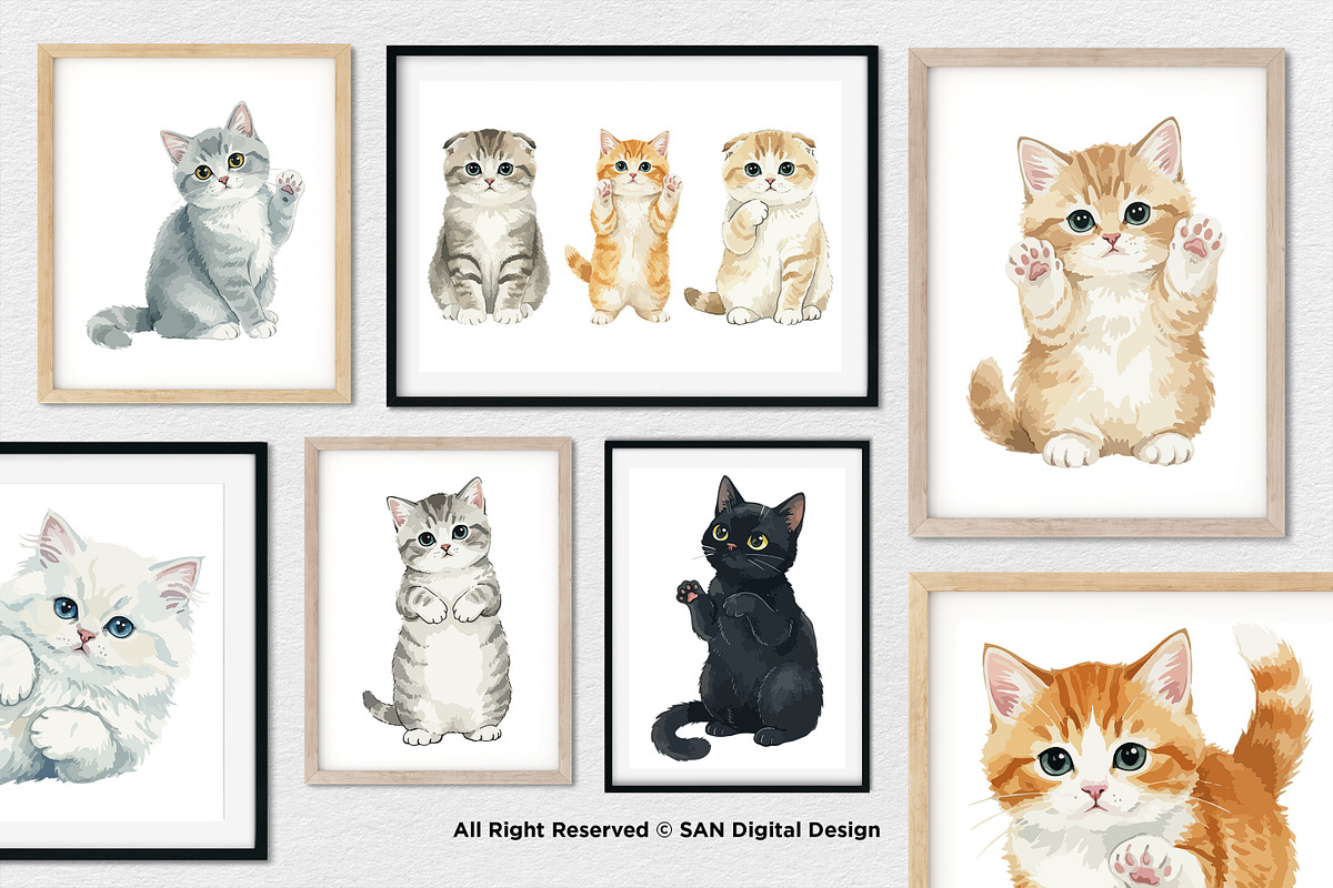 15 Bundle Watercolor Cute Cats Pet, an Animal Illustration by Morspective (Photo 4 of 8)